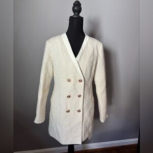 SHEIN MOTF Cream Double-Breasted Lined Tweed Women's Dress. New with Tags.